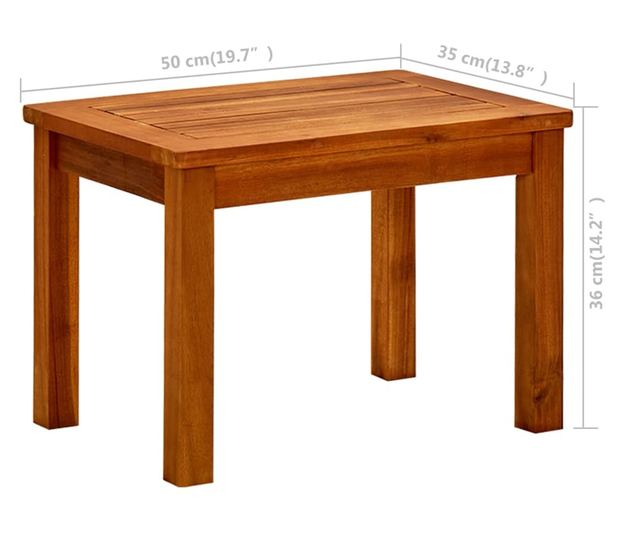 Măsuță de cafea de grădină, 50x35x36 cm, lemn masiv acacia