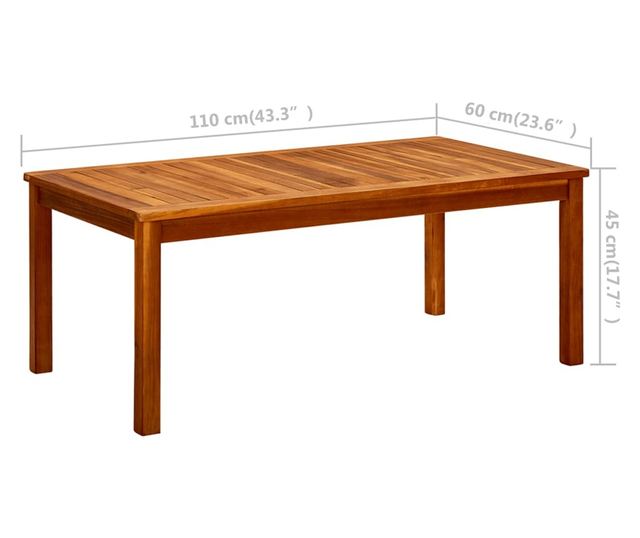 Măsuță de cafea de grădină 110x60x45 cm lemn masiv acacia