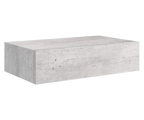 Stenska polica s predalom betonsko siva 40x23,5x10 cm mediapan