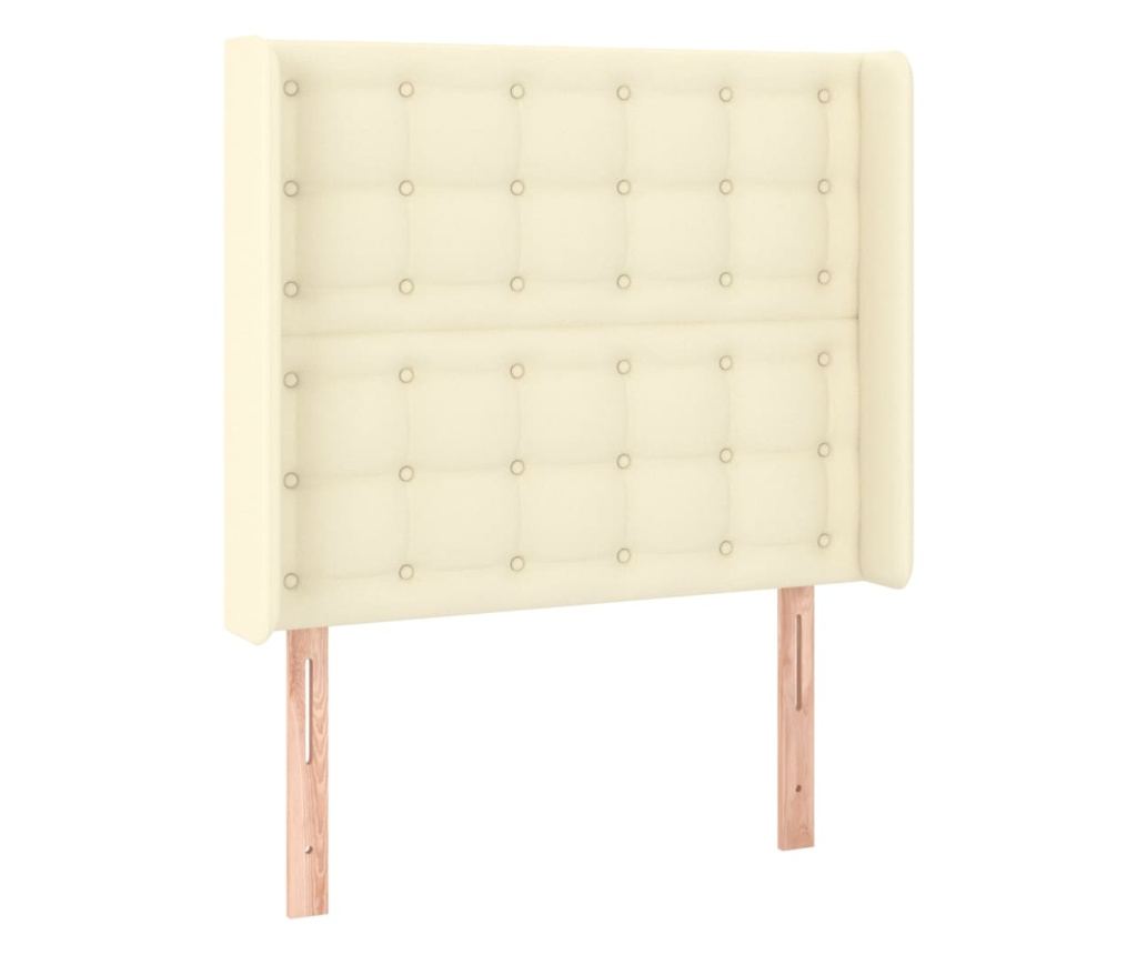 Pat cu arcuri, saltea și LED, crem, 100x200 cm, piele ecologică - 7