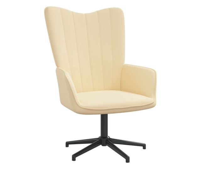 Stolica za opuštanje s tabureom, bijela krem, baršun