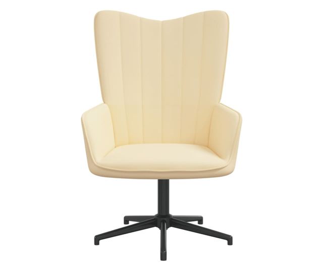 Stolica za opuštanje s tabureom, bijela krem, baršun