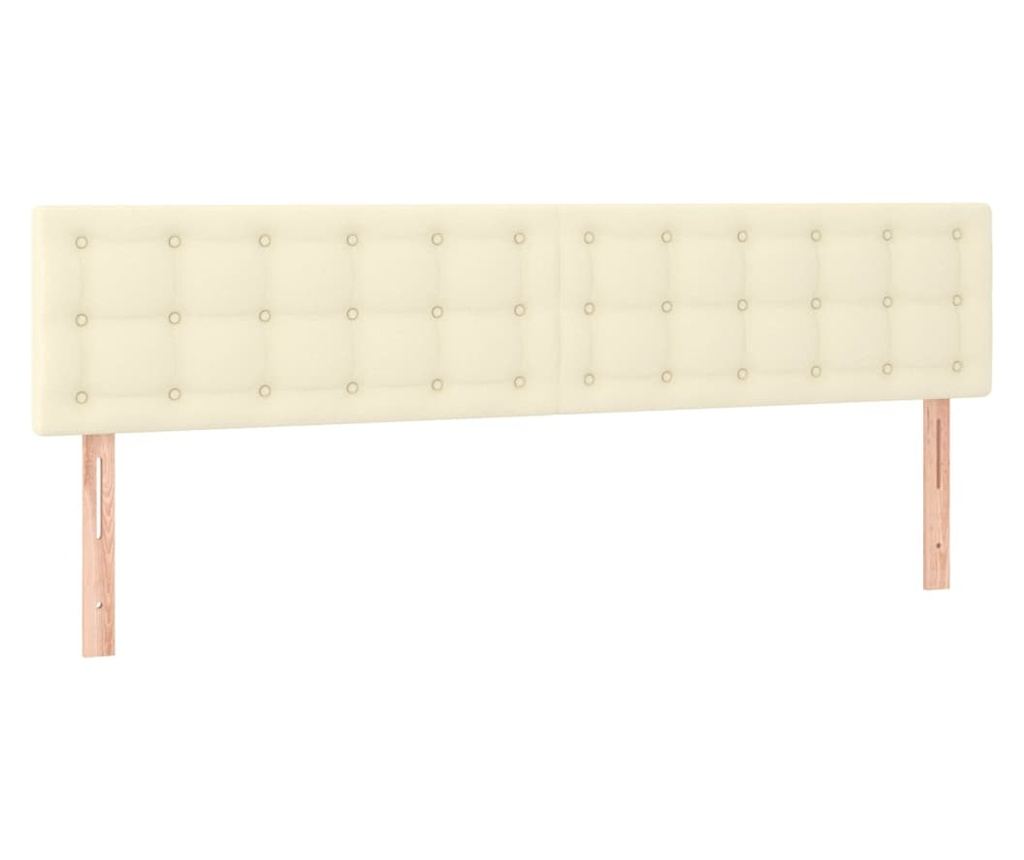 Krevet s madracem i LED rasvjetom, krem, 200x200 cm, eko koža - 7
