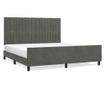 Рамка за легло с табла, тъмносива, 160x200 см, кадифе thumbnail 2
