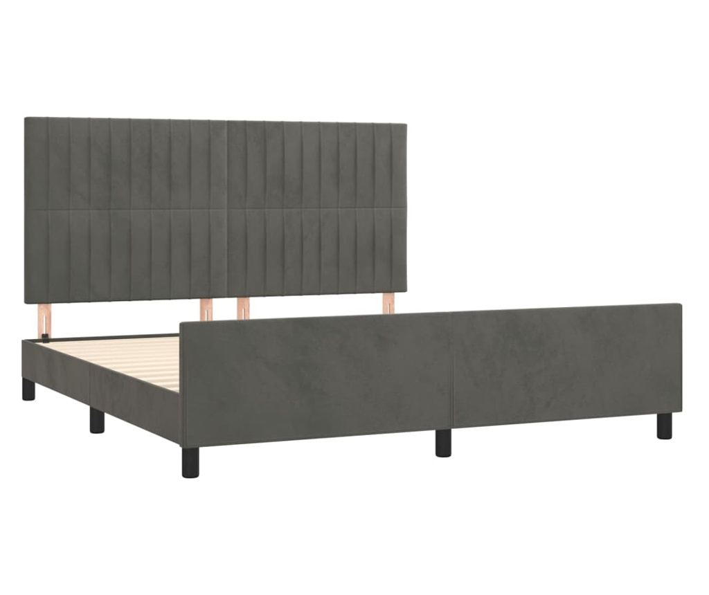 Рамка за легло с табла, тъмносива, 160x200 см, кадифе - 8