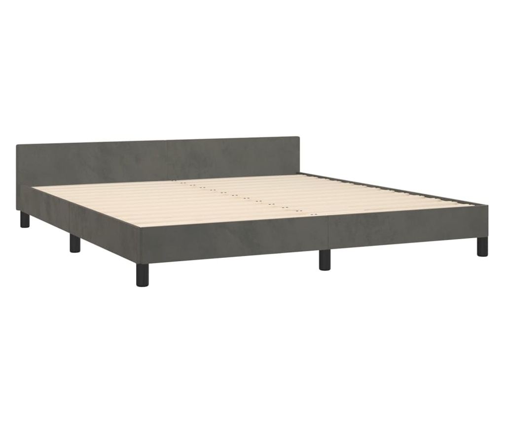 Рамка за легло с табла, тъмносива, 160x200 см, кадифе - 9
