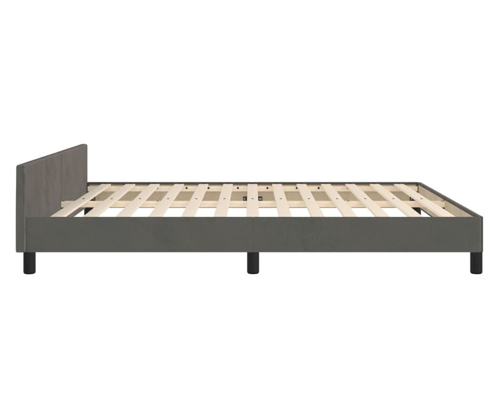 Рамка за легло с табла, тъмносива, 160x200 см, кадифе - 12