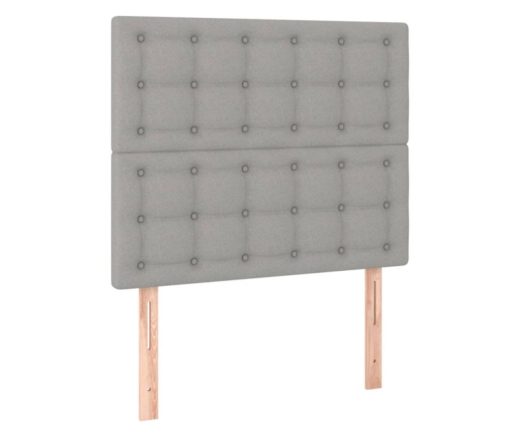 LED Табла за легло, Светло сиво, 80x5x118/128 см, Текстил - 4