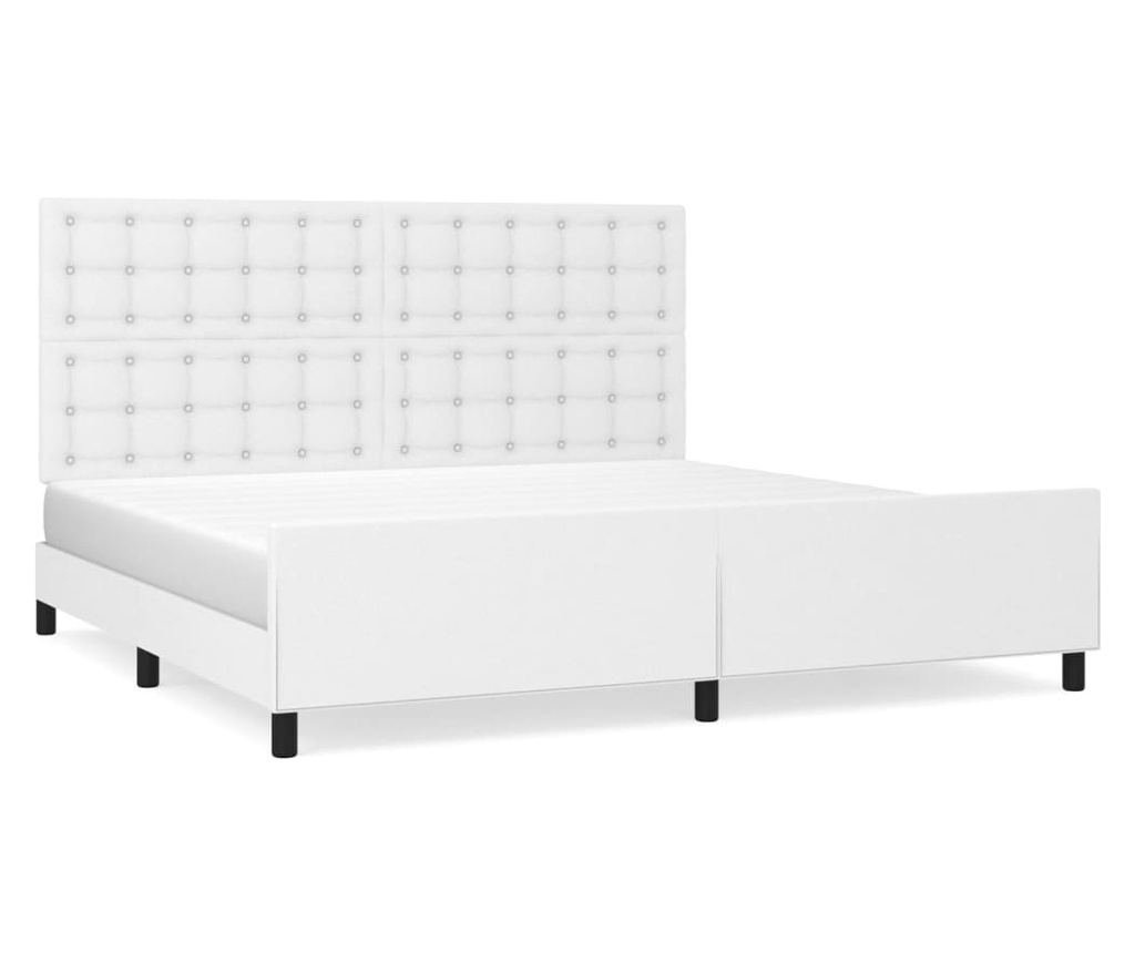 Рамка за легло с табла, бяла, 200x200 см, изкуствена кожа - 2