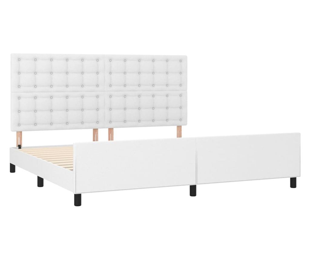 Рамка за легло с табла, бяла, 200x200 см, изкуствена кожа - 8