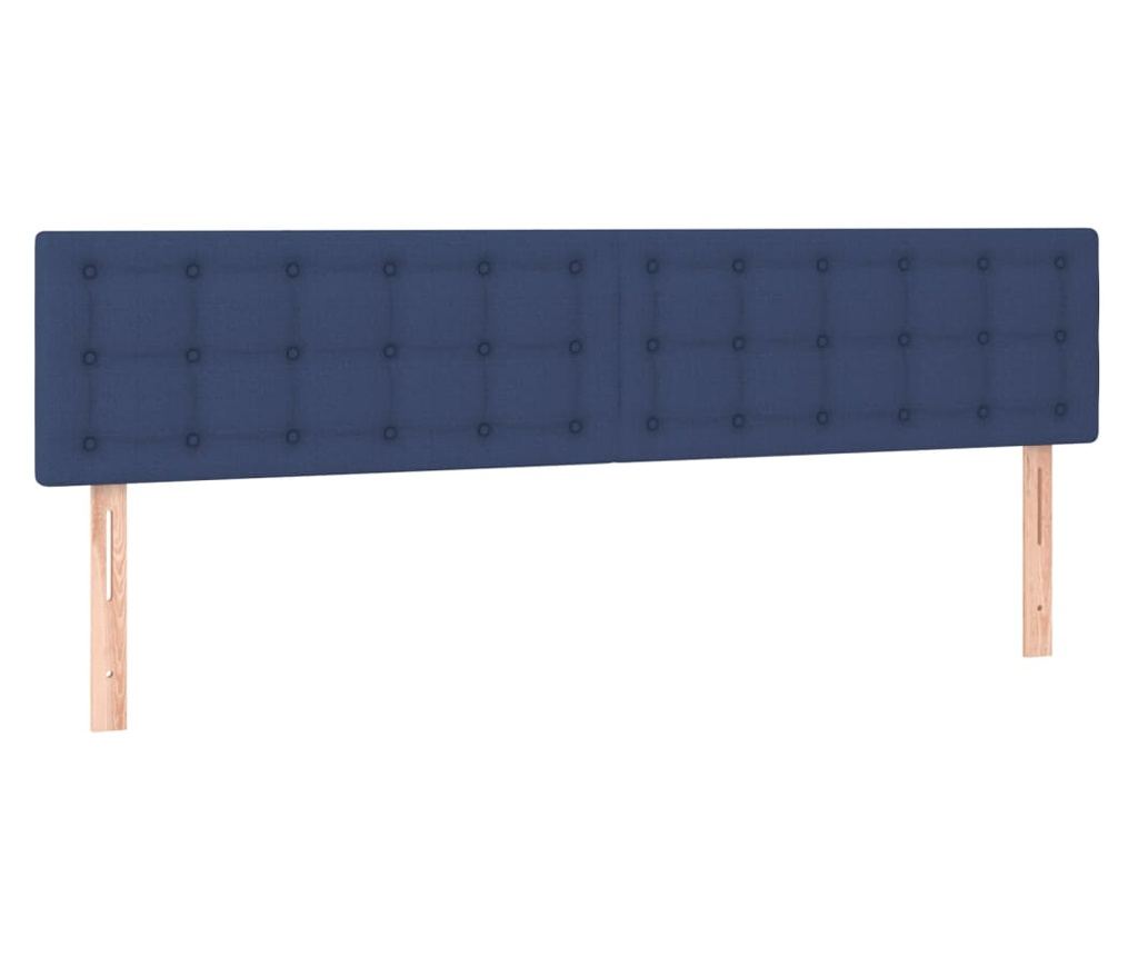 Боксспринг легло с матрак, синьо, 200x200 см, текстил - 6