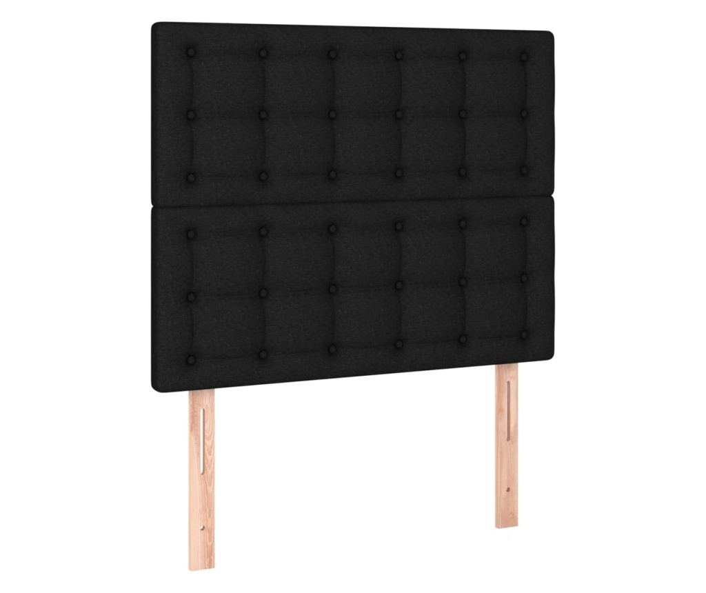 LED Табла за легло, Черно, 80x5x118/128 см, Текстил - 4