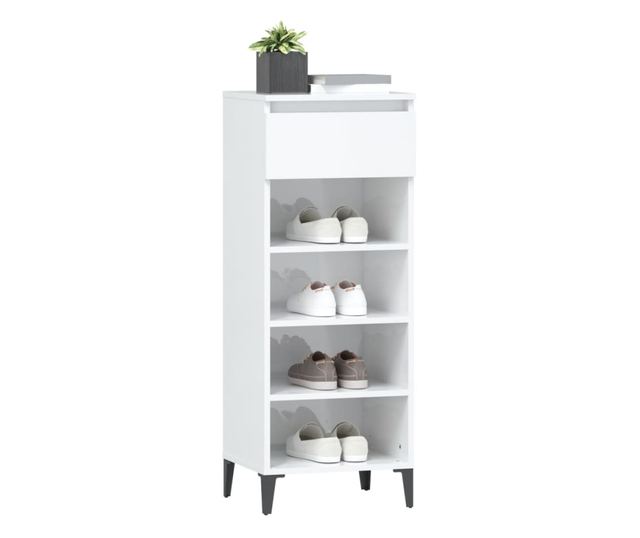 Stalak za cipele sjajni bijeli 40x36x105 cm konstruirano drvo