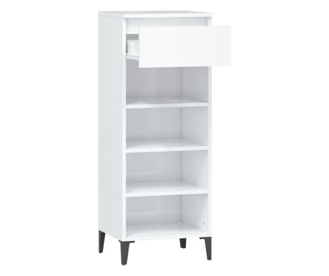 Stalak za cipele sjajni bijeli 40x36x105 cm konstruirano drvo