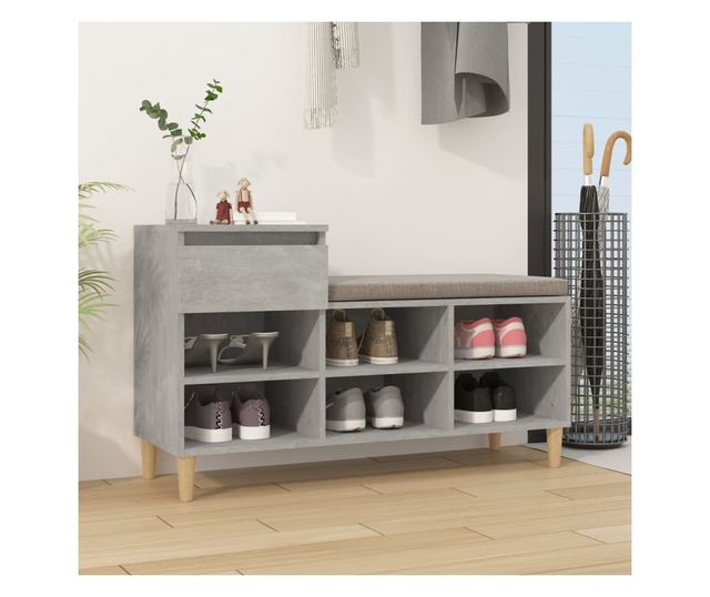 Ormarić za cipele boja betona 102x36x60 cm konstruirano drvo