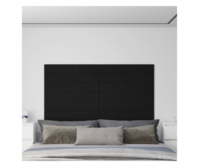 12 db fekete szövet fali panel 90x15 cm 1,62 m²