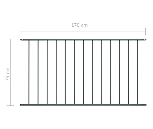 antracitszürke porszórt acél kerítéspanel 1,7 x 0,75 m