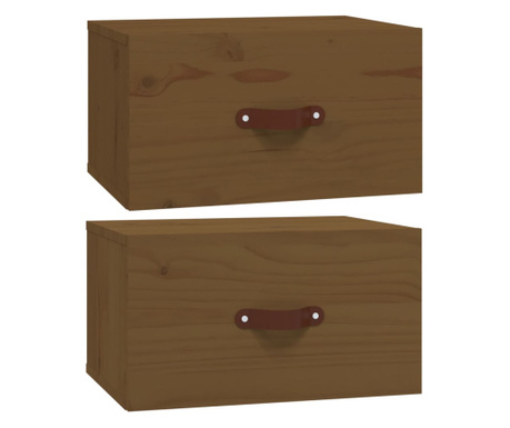 Нощни шкафчета за стенен монтаж 2 бр меденокафяви 40x29,5x22 см