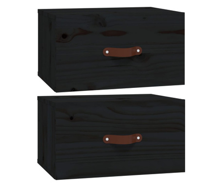 Нощни шкафчета за стенен монтаж, 2 бр, черен, 40x29,5x22 см