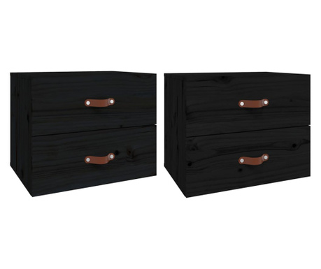 Нощни шкафчета за стенен монтаж, 2 бр, черни 50x36x40 см