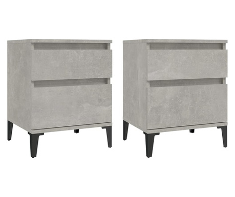 Нощни шкафчета, 2 бр, бетонно сиво, 40x35x50 см