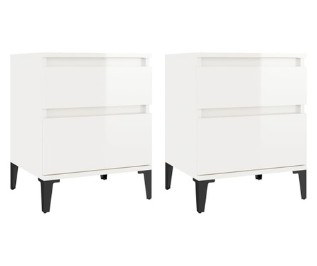 Нощни шкафчета, 2 бр, бял гланц, 40x35x50 см