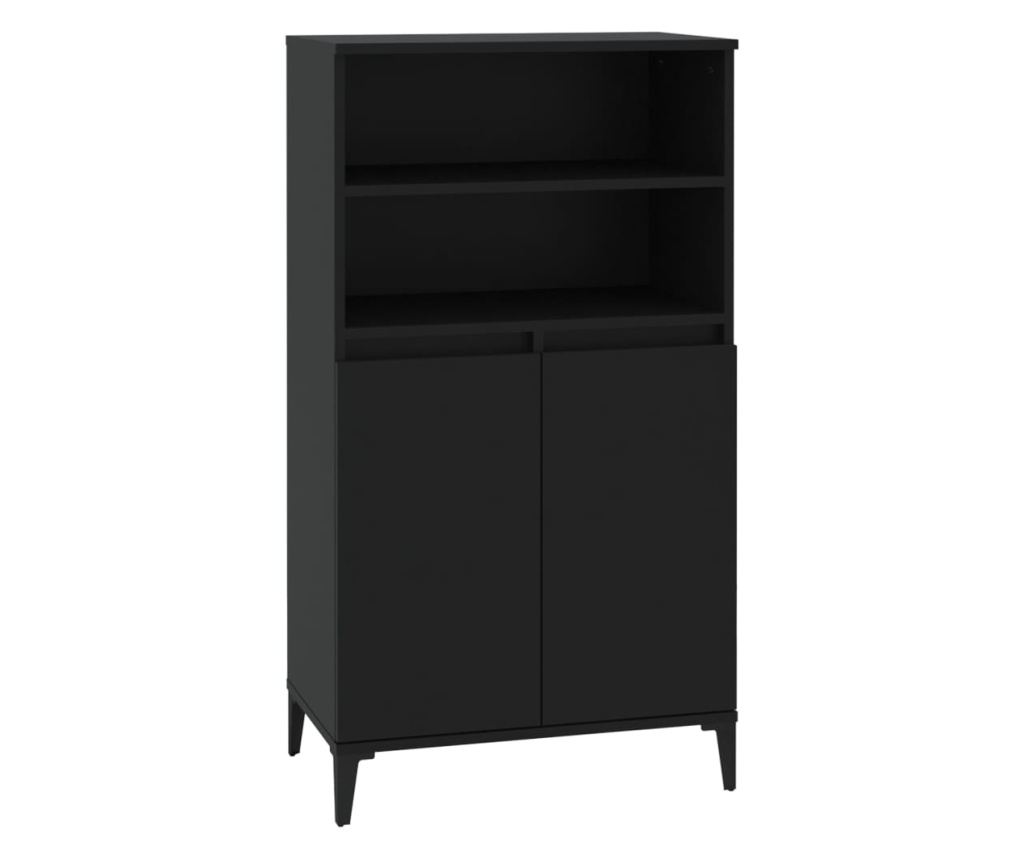 fekete szerelt fa magasszekrény 60 x 36 x 110 cm - 2