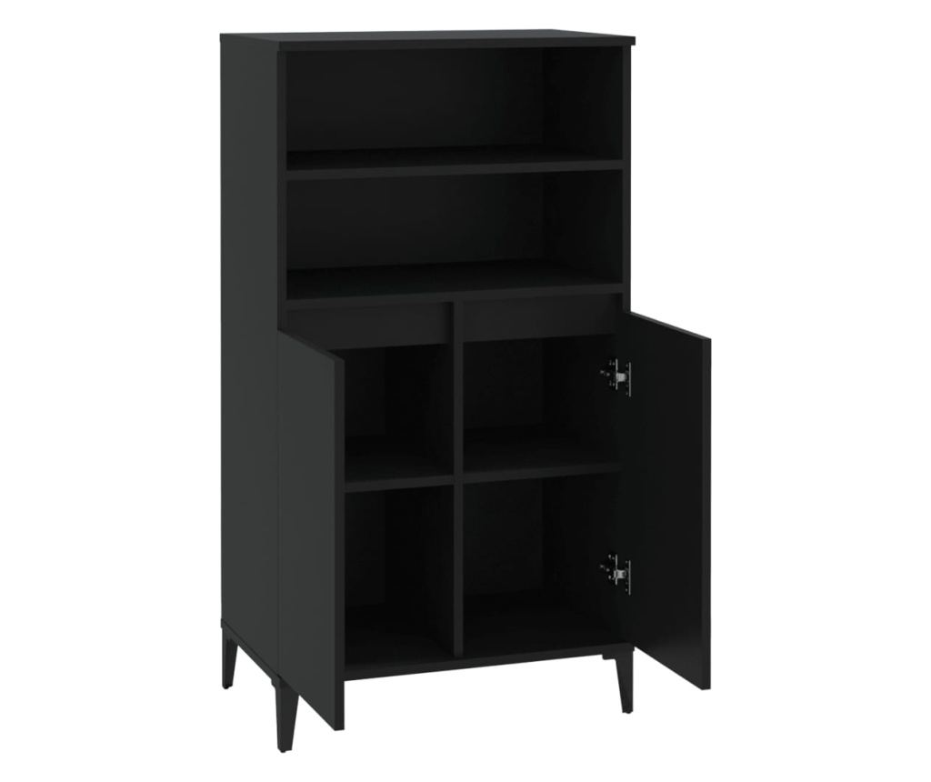 fekete szerelt fa magasszekrény 60 x 36 x 110 cm - 8