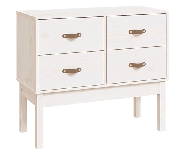 Dulap consolă, Alb, 90x40x78 cm, lemn masiv de pin