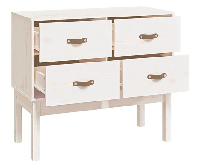 Dulap consolă, Alb, 90x40x78 cm, lemn masiv de pin