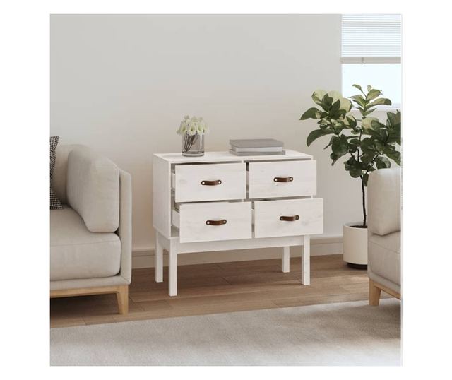 Dulap consolă, Alb, 90x40x78 cm, lemn masiv de pin