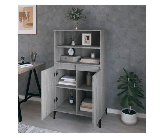 Dulap înalt, gri sonoma, 60x36x110 cm, lemn prelucrat