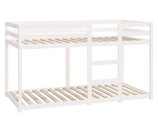 Двуетажно легло, бяло, 90x190 см, борово дърво масив