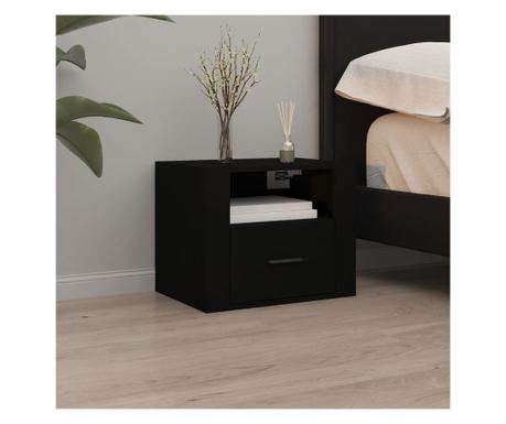 Επιτοίχιο κομοδίνο, μαύρο, 50x36x40 εκ.