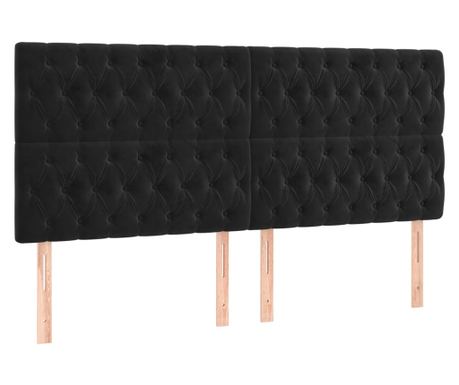 Posteljno vzglavje 4 kosa črn 100x7x78/88 cm žamet 
