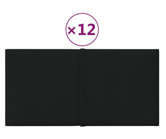 12 db fekete szövet fali panel 30 x 15 cm 0,54 m²