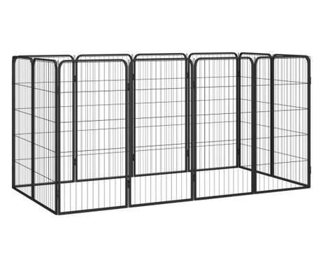 Ograda za pse s 12 panela crna 50 x 100 cm čelik obložen prahom