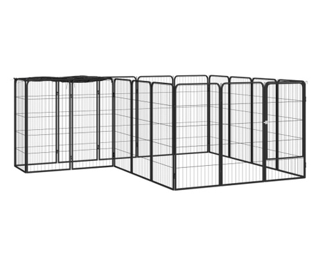 Ograda za pse s 18 panela crna 50 x 100 cm čelik obložen prahom