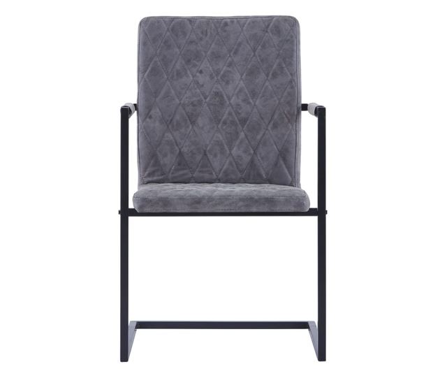 Stolice za kuhinju konzola, 2 kom., tamno siva, ekološka koža