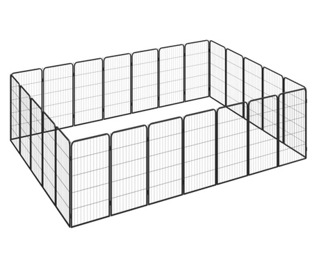 Pasja ograda s 24 paneli črna 50x100 cm prašno barvano jeklo