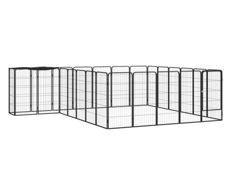 Pasja ograda s 26 paneli črna 50x100 cm prašno barvano jeklo