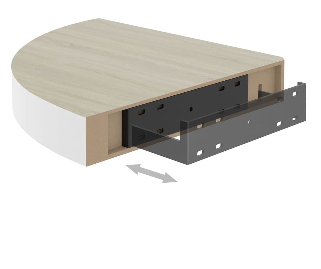 4 db fehér-tölgyszínű MDF fali sarokpolc 25 x 25 x 3,8 cm - 13