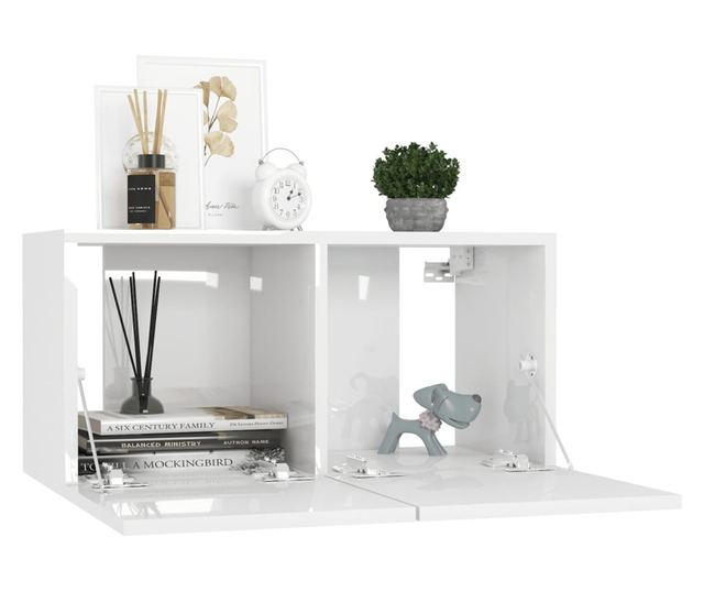 Set TV ormarića, 4 dijela, bijeli ekstra sjaj, PAL