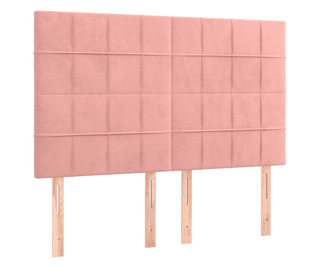 Boxspring postelja z vzmetnico, roza, 140x200 cm, žamet - 6