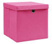 Kutije za pohranu s poklopcima 4 kom 28 x 28 x 28 cm ružičaste