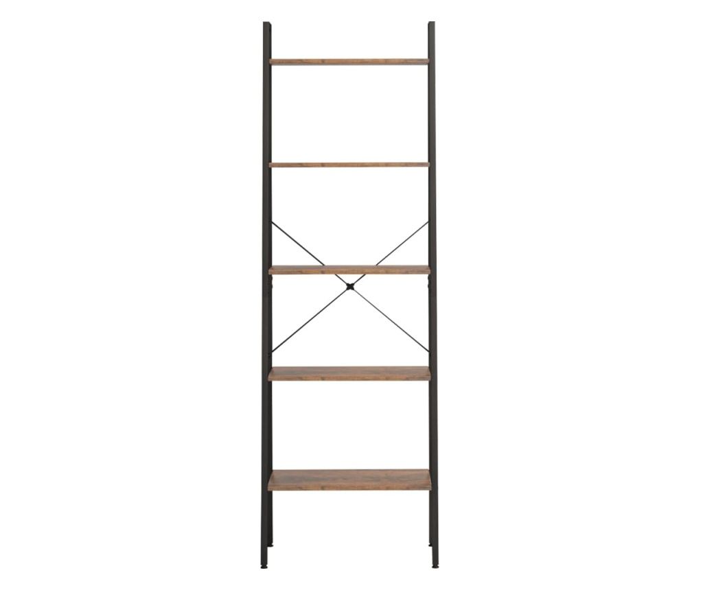 Ράφι 5 Επιπέδων, Ανοιχτό Καφέ/Μαύρο, 56x35x174 εκ. - 3