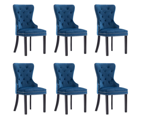 Blagovaonske stolice 6 kom plave baršunaste