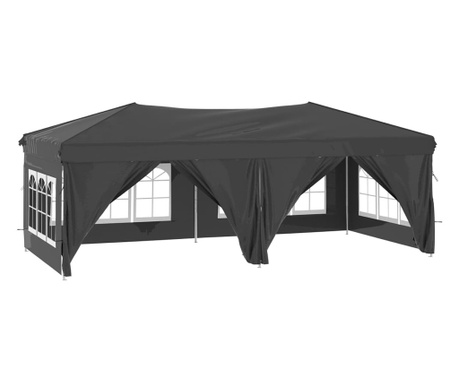Sklopivi šator za zabave s bočnim zidovima 3 x 6 m antracit