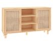 Komoda smeđa 105x30x60 cm masivna borovina i prirodni ratan
