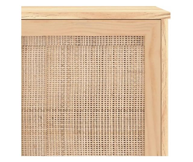 Komoda smeđa 105x30x60 cm masivna borovina i prirodni ratan